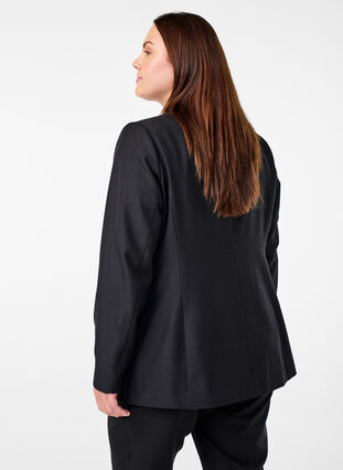 Zizzi Blazer med paljettblomster, Black, Model image number 1
