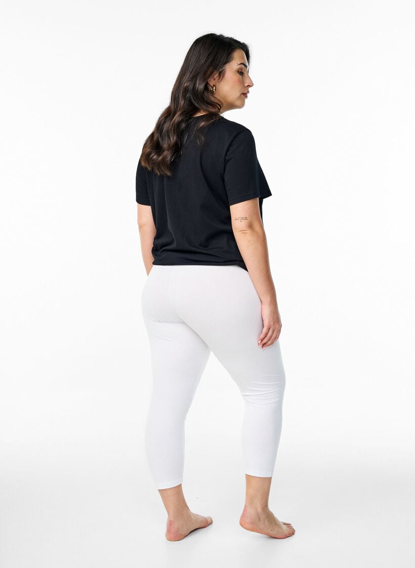 Basisleggings i viskose med 3/4-lengde, Hvit, Model image number 2