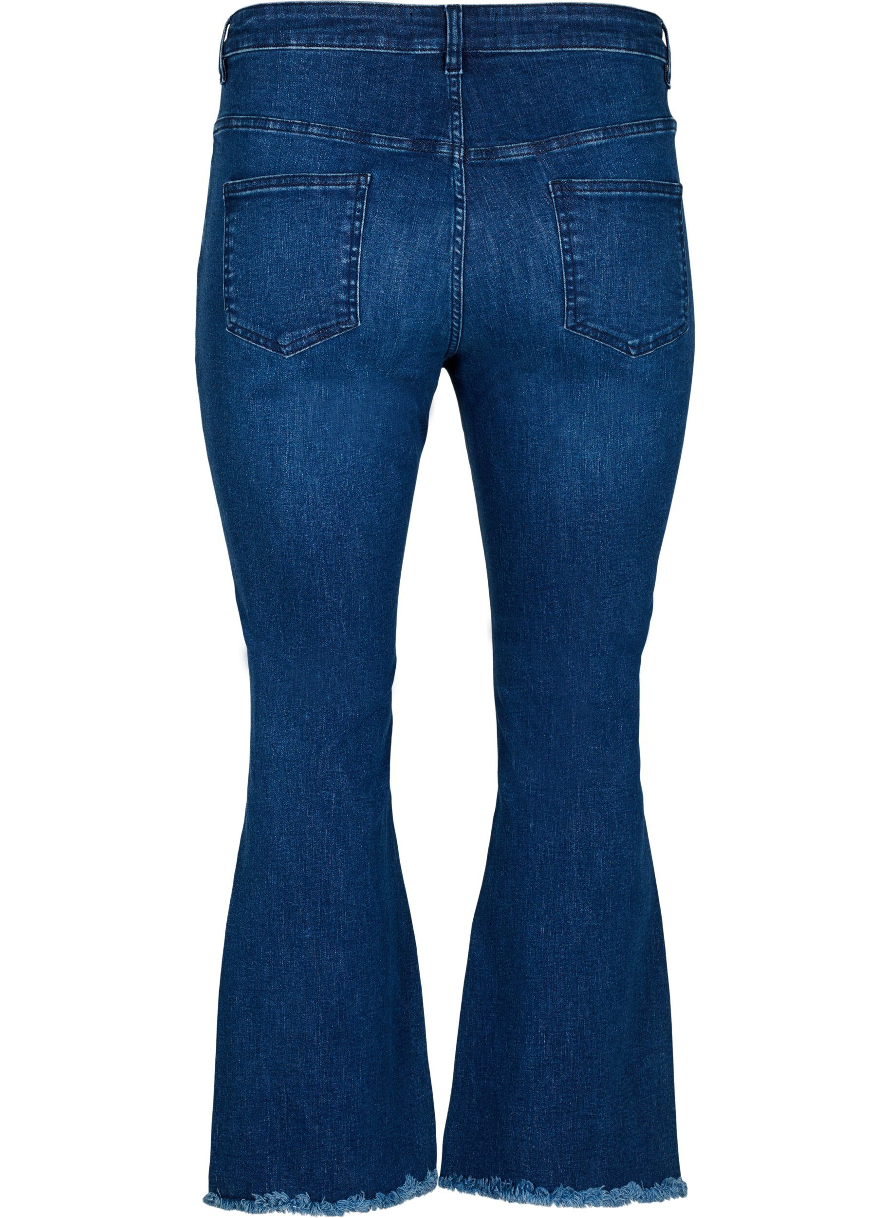 Zizzi Ellen bootcut jeans med sk&aring;ret kant, Blue denim, Packshot image number 1