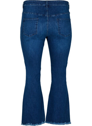 Ellen bootcut jeans med skåret kant, Blue denim, Packshot image number 1
