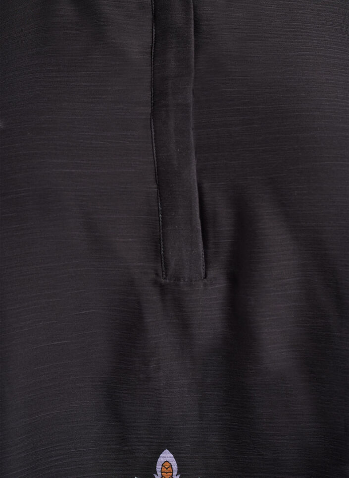 Bluse med paisley-trykk og gjennomsiktige ermer, Svart, Packshot image number 2