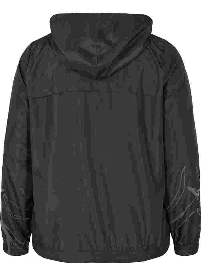 Treningsjakke med glidelås og refleks, Black, Packshot image number 1