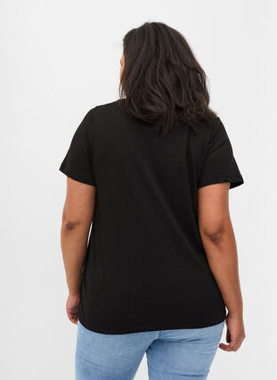 Kortermet T-skjorte i bomull med trykk, Black WAYS, Model image number 1