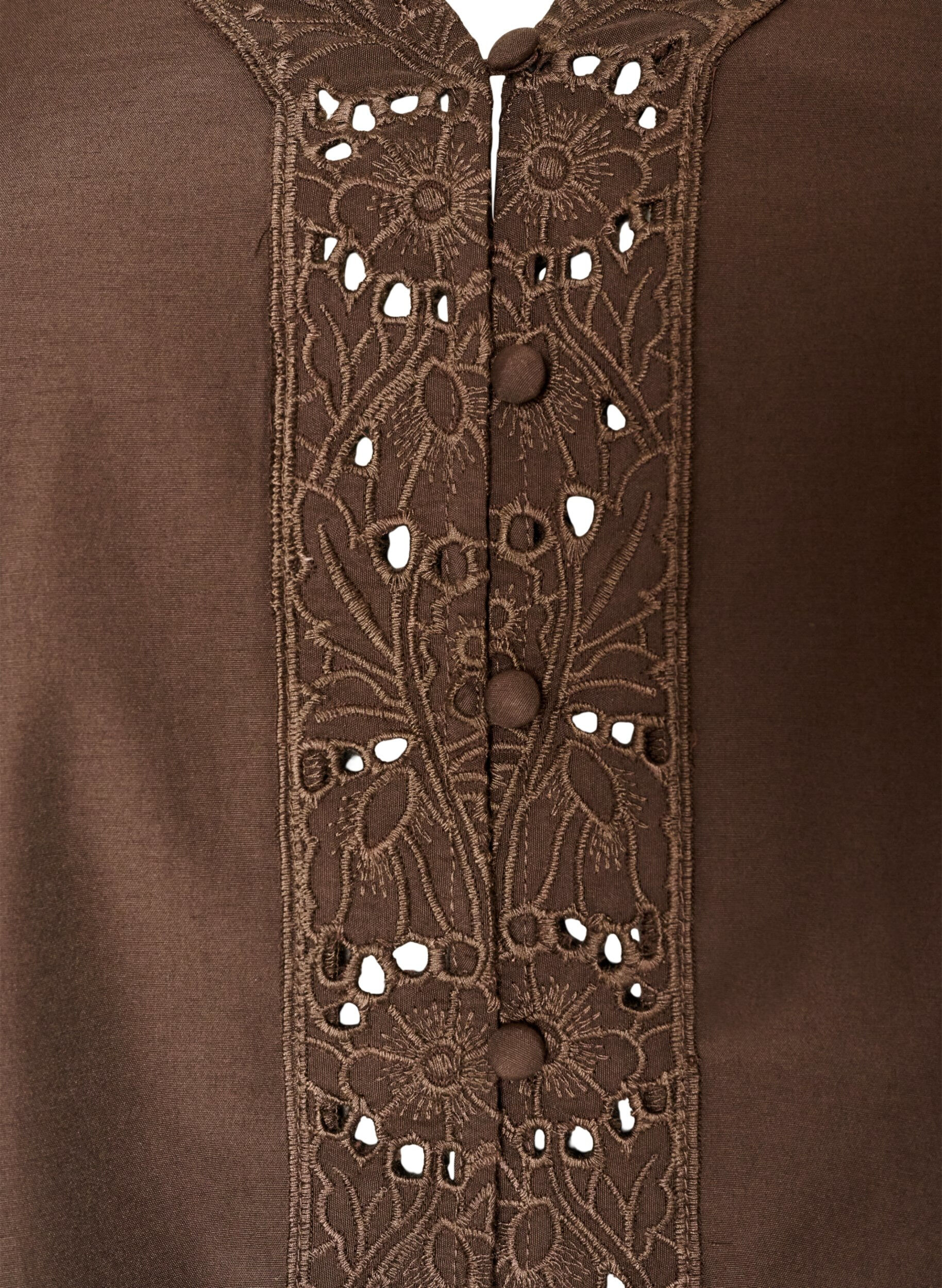 ZizziSkjortebluse med broderie anglaise, Brun, Packshot image number 2