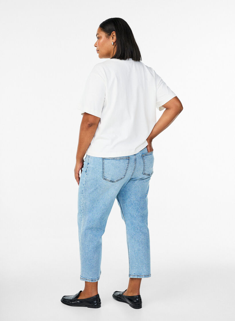 Cropped Vera jeans med distressed detaljer, Bl&aring;, Model image number 1