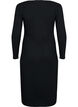 Kroppsnær kjole med splitt og lange ermer, Black, Packshot image number 1