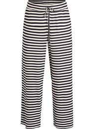 Stripete pyjamasbukser med h&oslash;y midje og vide ben, Svart