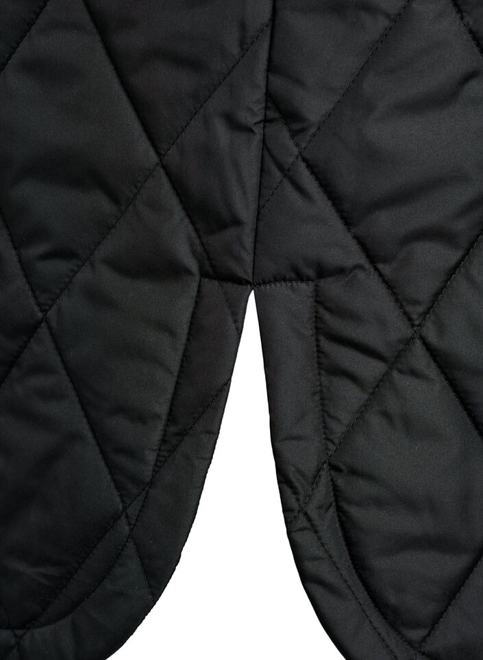 Langt vattert vest med trykknapper, Svart, Packshot image number 4