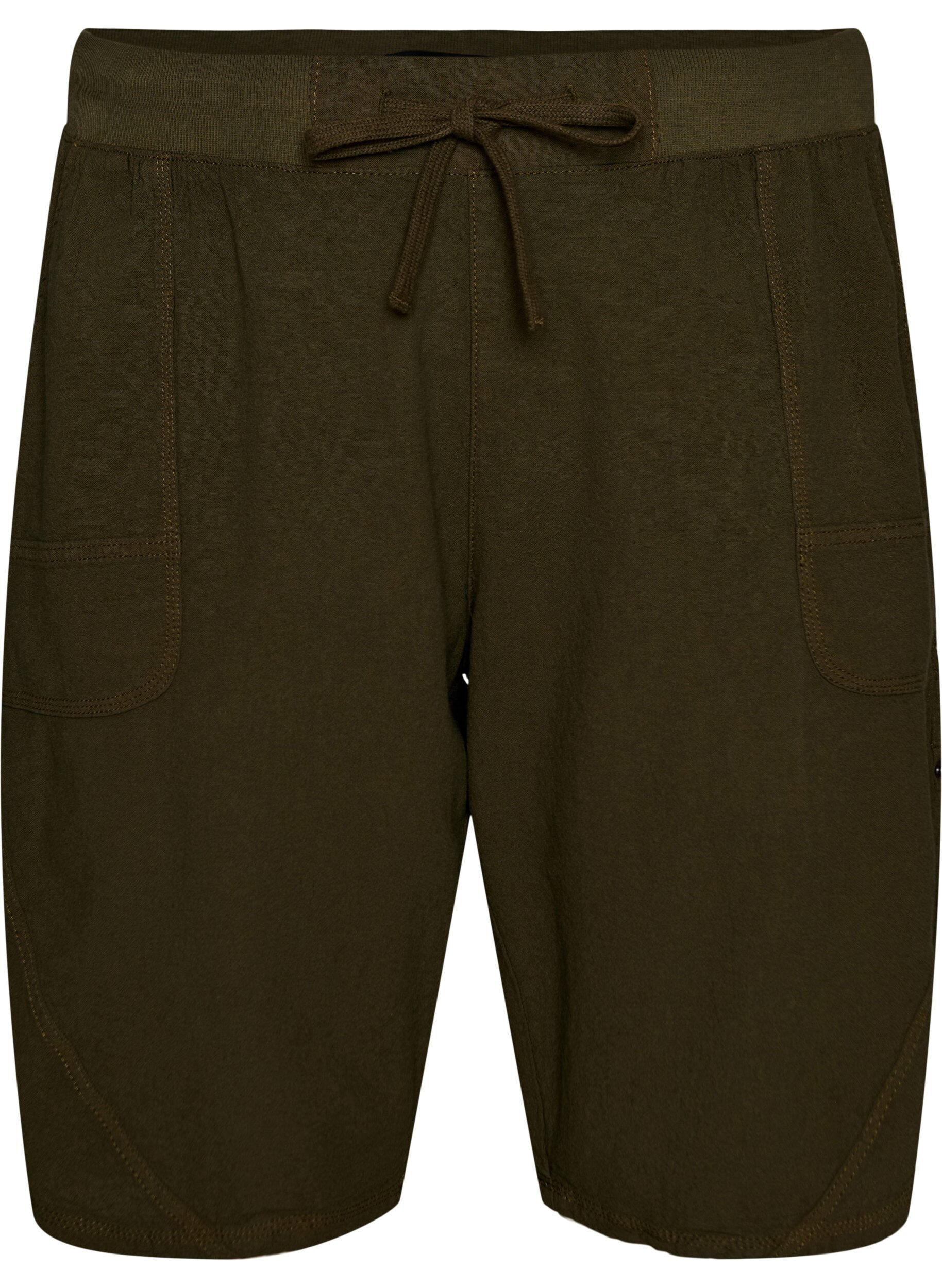 Zizzi L&oslash;s shorts av bomull med lommer, Gr&oslash;nn, Packshot image number 0