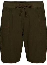 L&oslash;s shorts av bomull med lommer, Gr&oslash;nn