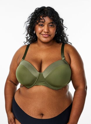 Zizzi Formpresset BH i mikrofiber med satengdetalj, Cypress, Model image number 0