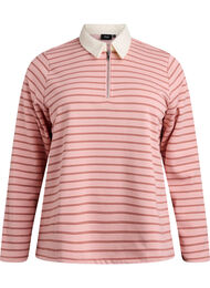 Stripete poloskjorte med glidelås, Rosa Stripe