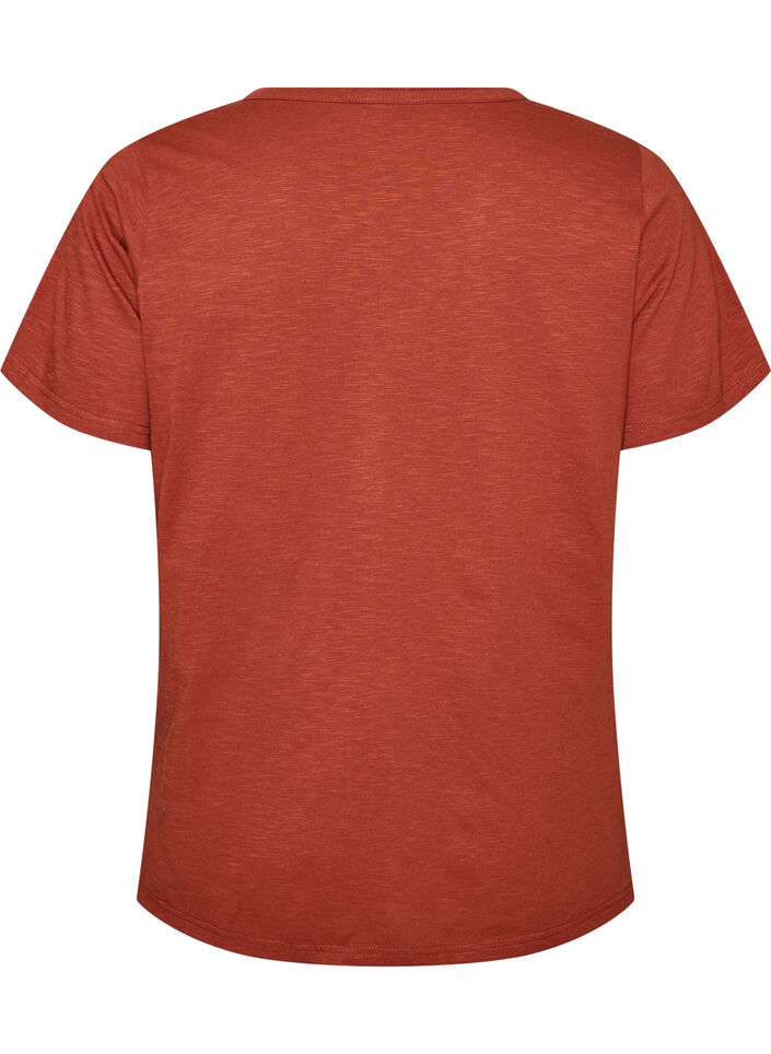 T-skjorte med knappdetalj, Brun, Packshot image number 1