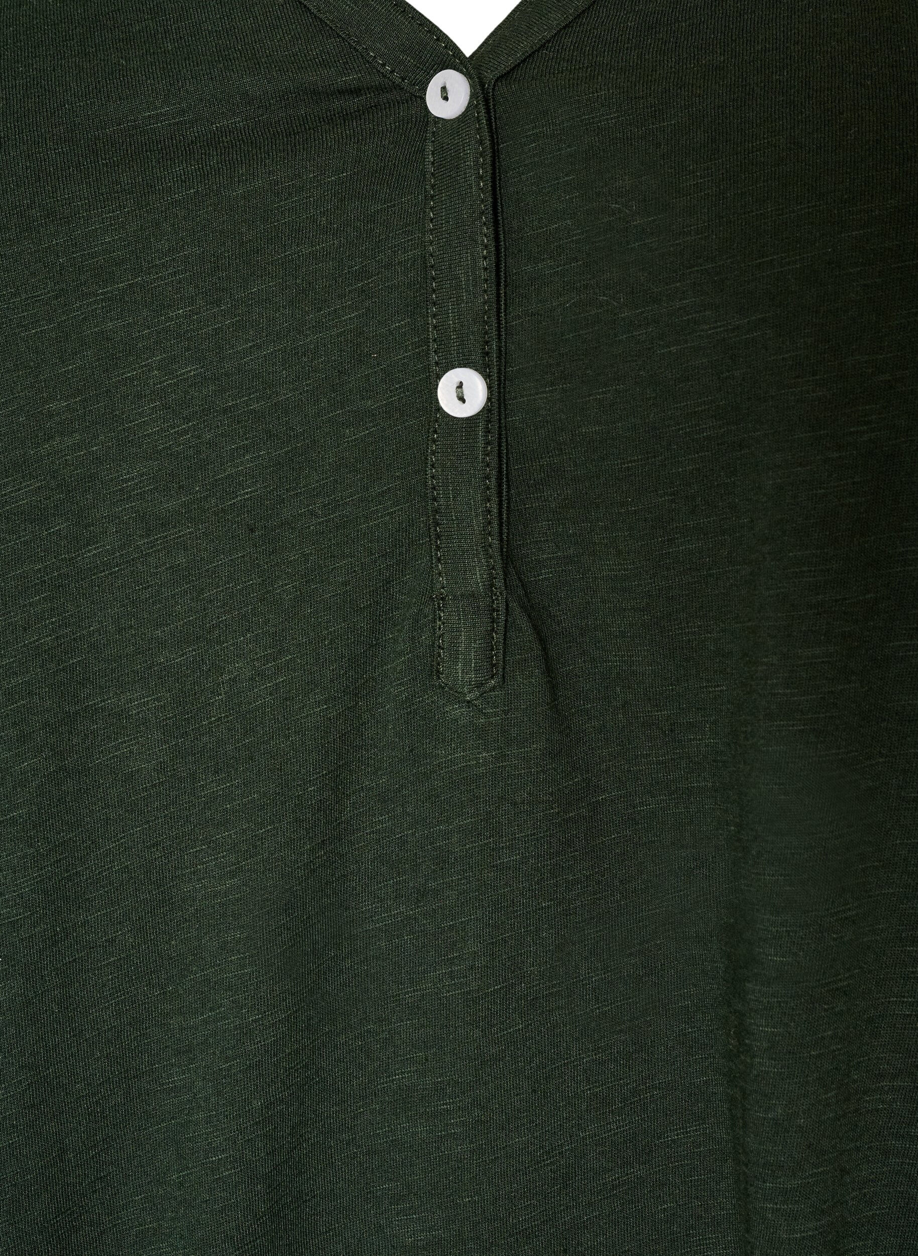 ZizziLangermet t-skjorte med V-hals og knapper, Gr&oslash;nn, Packshot image number 2