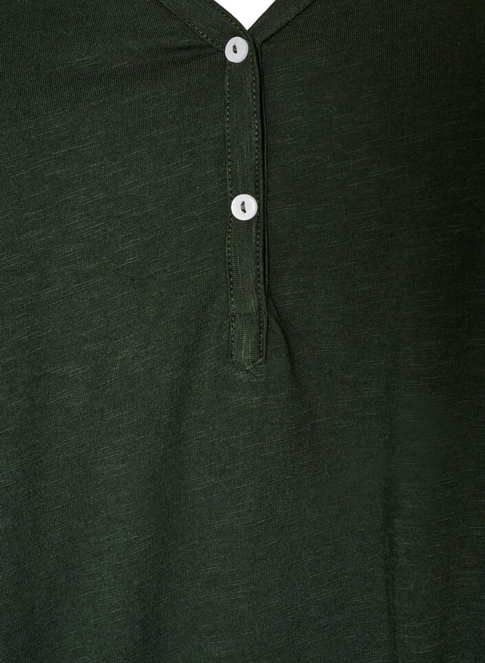 Langermet t-skjorte med V-hals og knapper, Gr&oslash;nn, Packshot image number 2