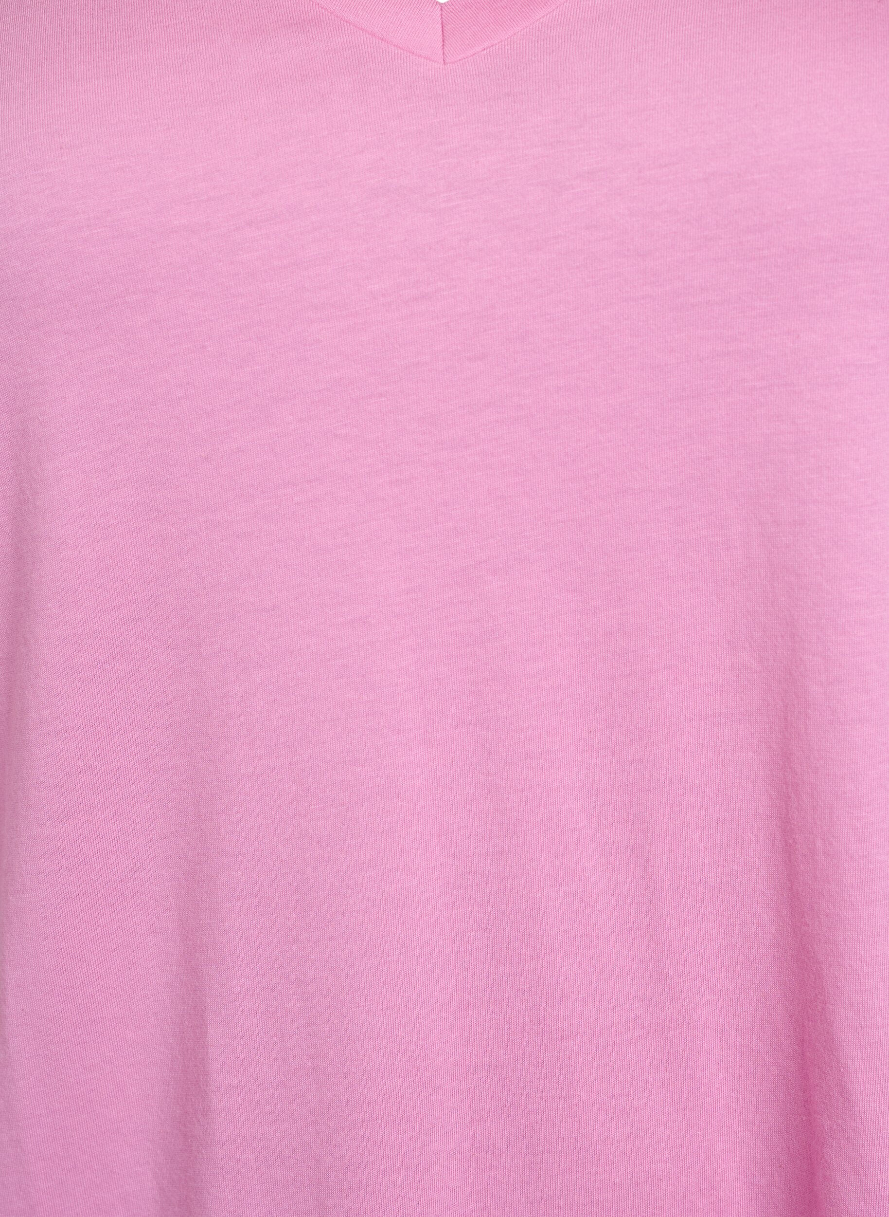 Zizzi Ensfarget oversized t-skjorte med V-hals, Rosa, Packshot image number 2