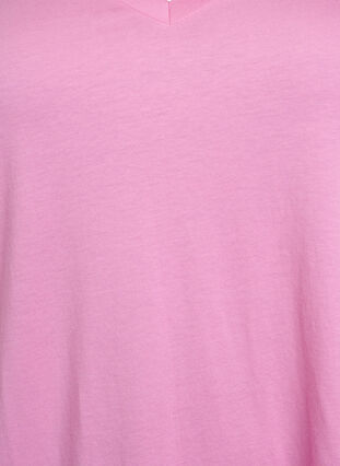 Zizzi Ensfarget oversized t-skjorte med V-hals, Rosa, Packshot image number 2
