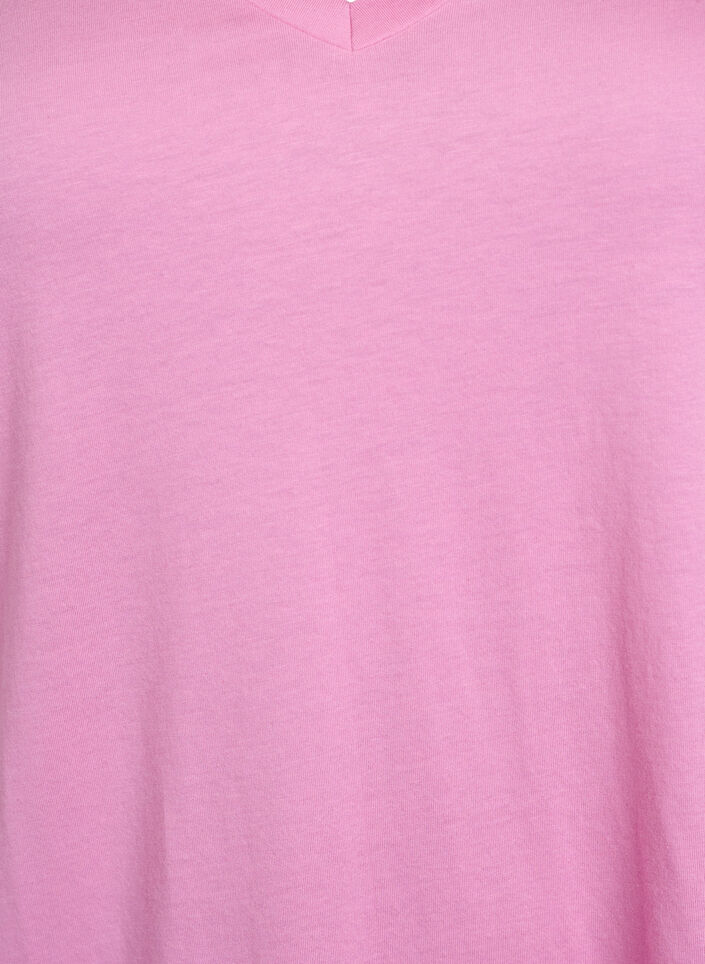 Ensfarget oversized t-skjorte med V-hals, Rosa, Packshot image number 2