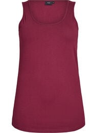 Ensfarget basic topp i bomull, Mørk Bordeaux