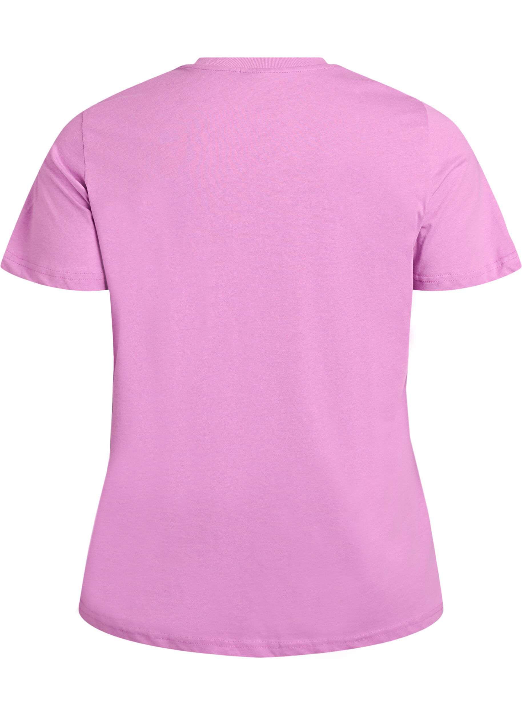 ZizziBasic T-skjorte i bomull med rund hals, Lilla, Packshot image number 1