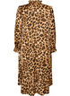 Kjole med leopardtrykk og volangdetaljer, Brun, Packshot image number 1