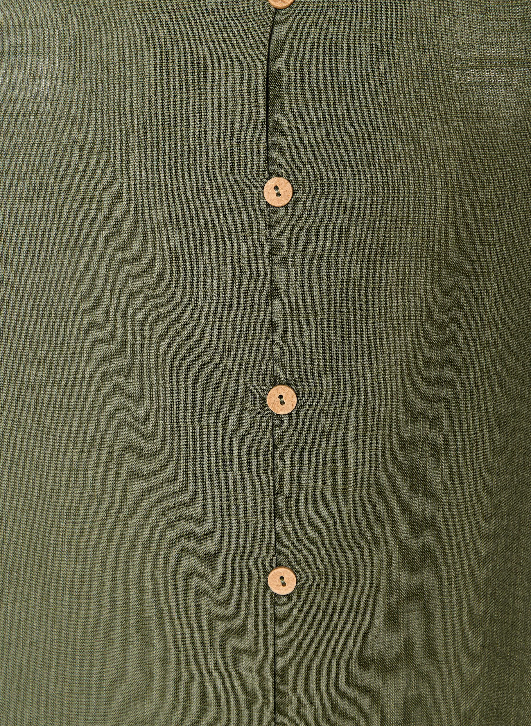 ZizziKortermet bomullsskjorte med V-hals, Gr&oslash;nn, Packshot image number 2