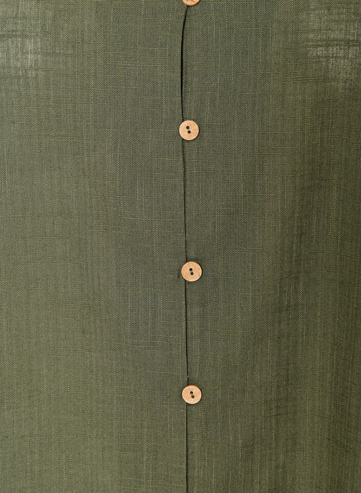 Kortermet bomullsskjorte med V-hals, Gr&oslash;nn, Packshot image number 2