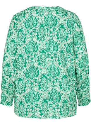 Mønstrete bluse i viskose med smock, Jolly Green Oriental, Packshot image number 1