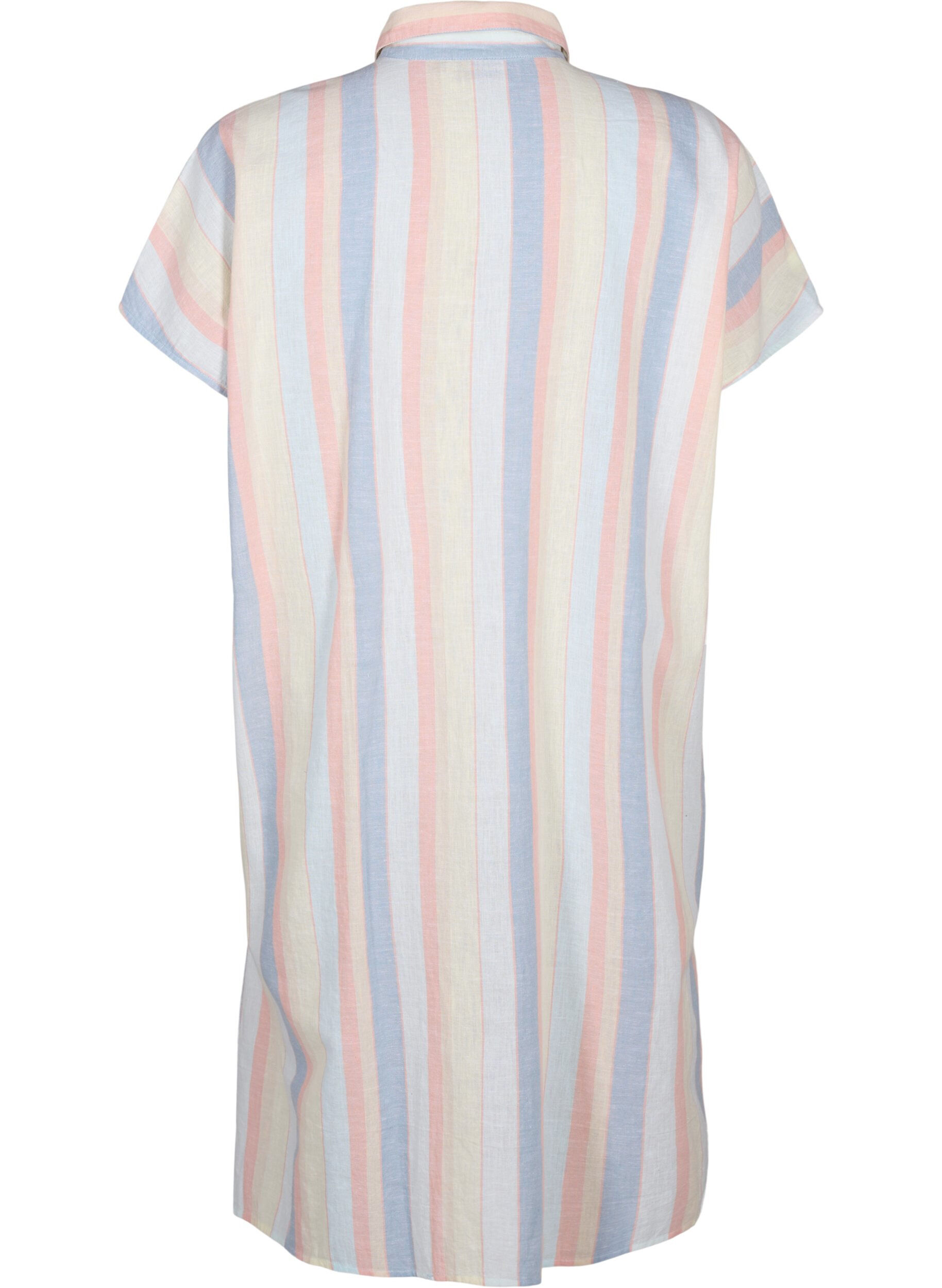 Zizzi Lang skjorte i bomullsblanding med lin, Hvit, Packshot image number 1