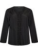 Skjortebluse med broderie anglaise, Svart, Packshot image number 0