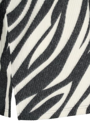 Bluse med sebratrykk og 3/4-ermer, White Zebra, Packshot image number 3