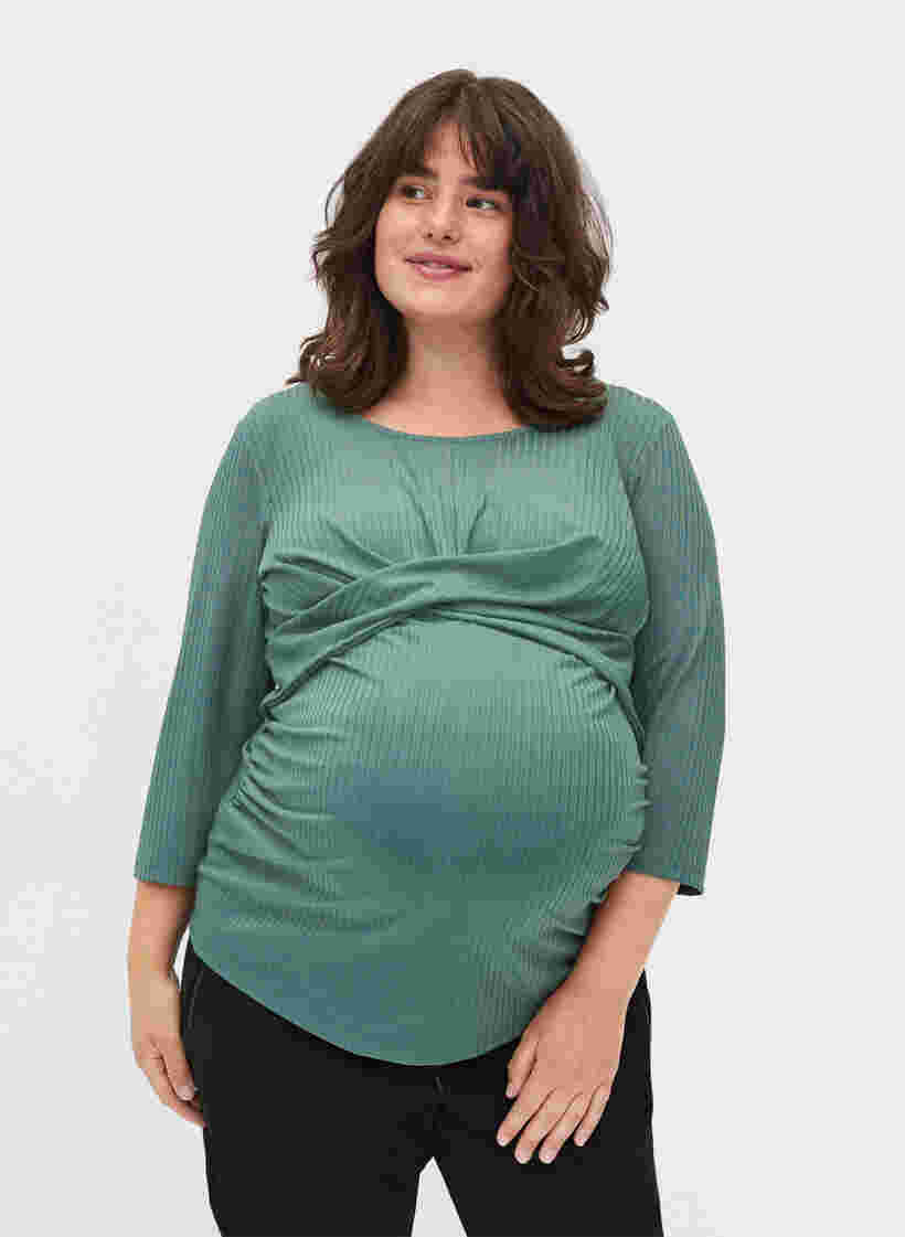 Bluse til gravide med 3/4-ermer, Silver Pine, Model image number 0