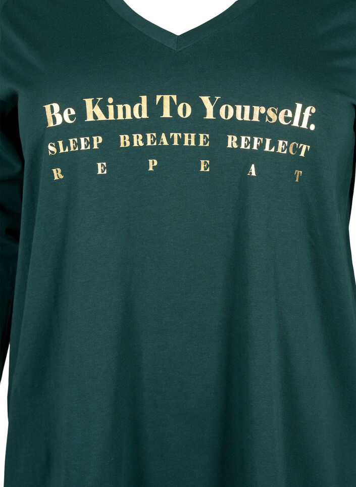 Nattskjorte i bomull med teksttrykk, Scarab, Packshot image number 2