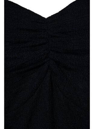 Stramtsittende bluse med rynke-detaljer, Black, Packshot image number 2
