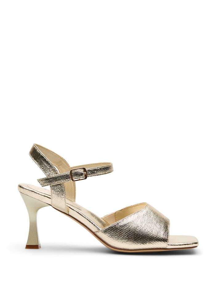 Pumps med &aring;pen t&aring; og firkantet t&aring;, Gull, Packshot