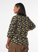 M&oslash;nstret viskosebluse med 3/4-ermer, Svart, Model image number 2