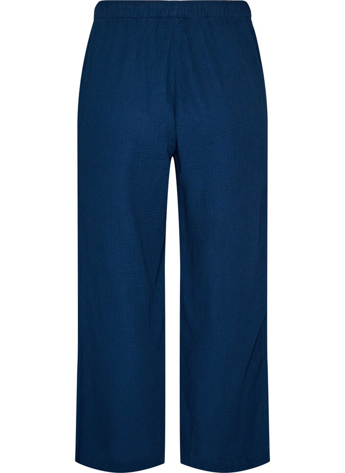 L&oslash;se pyjamasbukser i bomullsmusselin, Bl&aring;, Packshot image number 1