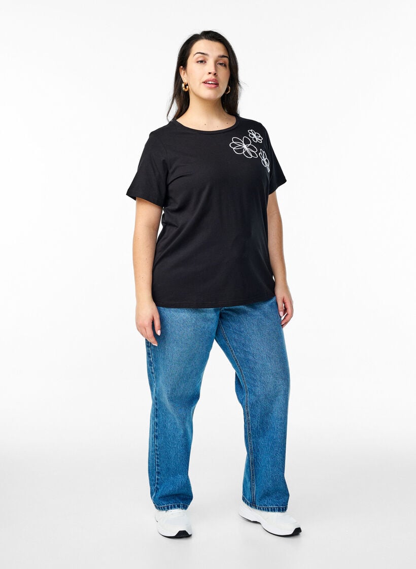 T-skjorte med dekorative detaljer, Svart, Model image number 1
