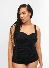 Tankini med drapering, Svart Tankini med drapering, Svart, Model