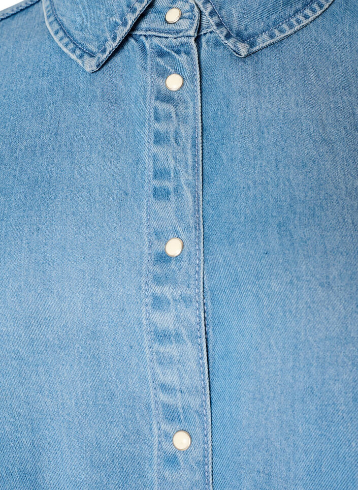 Denimskjorte i lyocell med trykknapper, Bl&aring;, Packshot image number 2