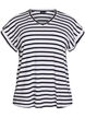 Stripete T-skjorte med V-hals, Svart, Packshot image number 0