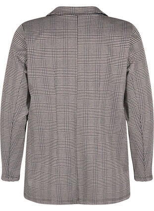 Zizzi Rutete blazer med knappelukking, Beige Brown Check, Packshot image number 1