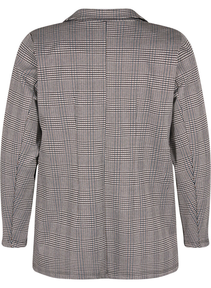 Rutete blazer med knappelukking, Beige Brown Check, Packshot image number 1