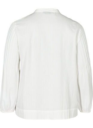Langermet bluse i bomull, Bright White, Packshot image number 1