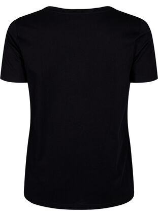 T-skjorte i bomull med motiv, Black w. Flower, Packshot image number 1