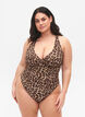 Badedrakt med kryss på ryggen og uttagbare innlegg, Leopard Print, Model image number 0