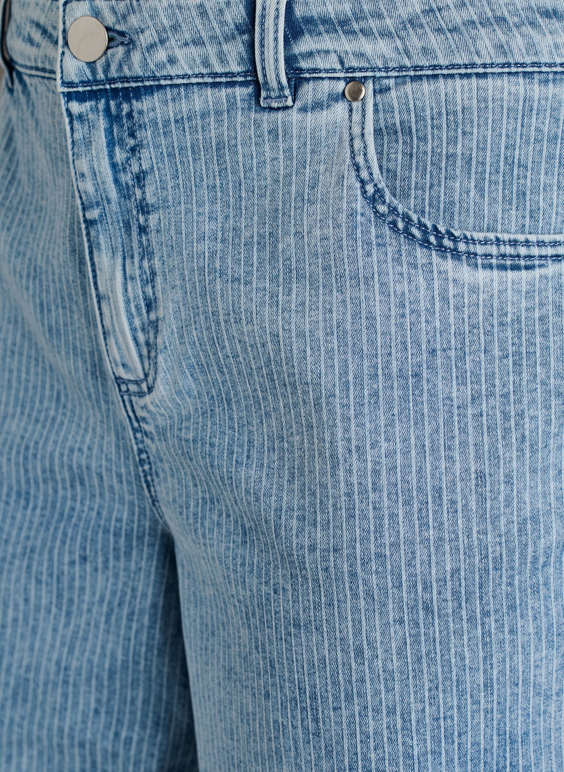 Zizzi Pinstripete jeans med vide ben i culotte-stil, Bl&aring;, Packshot image number 2