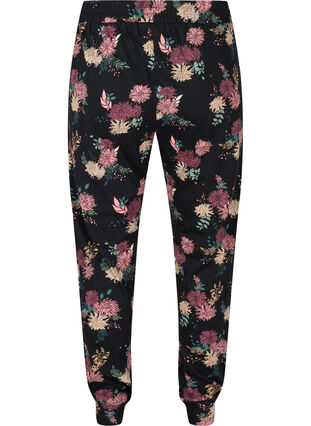 Mønstrete pysjamasbukser i økologisk bomull, Black AOP Flower, Packshot image number 1