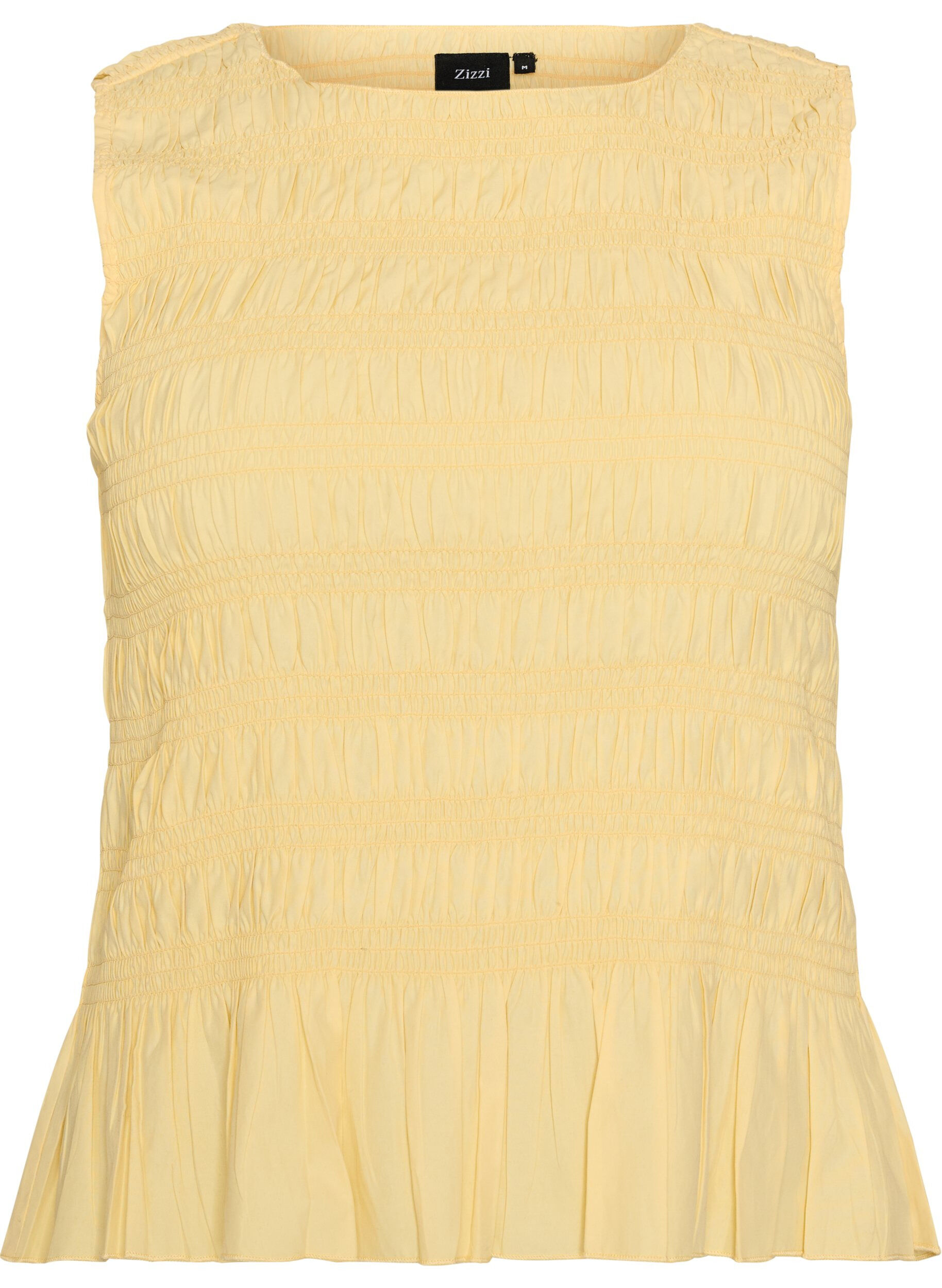 Smock-topp med b&aring;thals og peplum-fald