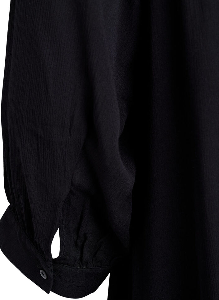 Tunika med 3/4 ermer og A-linje snitt, Svart, Packshot image number 3